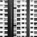 White and black city buildings